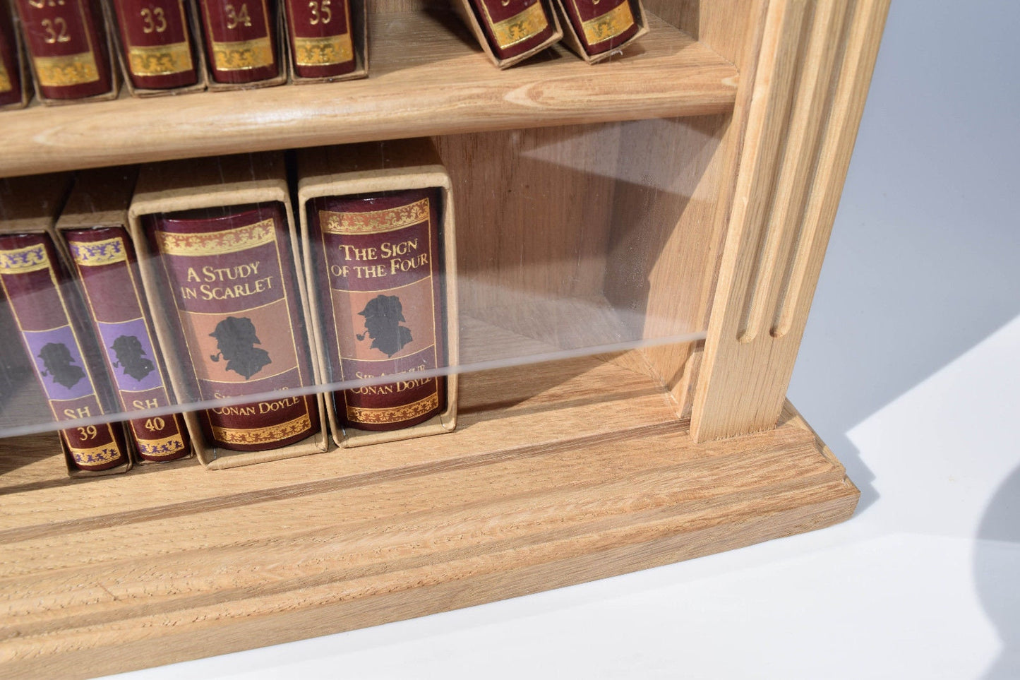 The Complete Sherlock Holmes by Sir Arthur Conan Doyle Miniature Book Set With Custom Wooden Bookshelf 60 Volumes