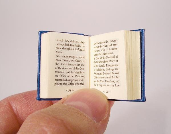 Dollhouse Book The Constitution of the USA Micro Miniature