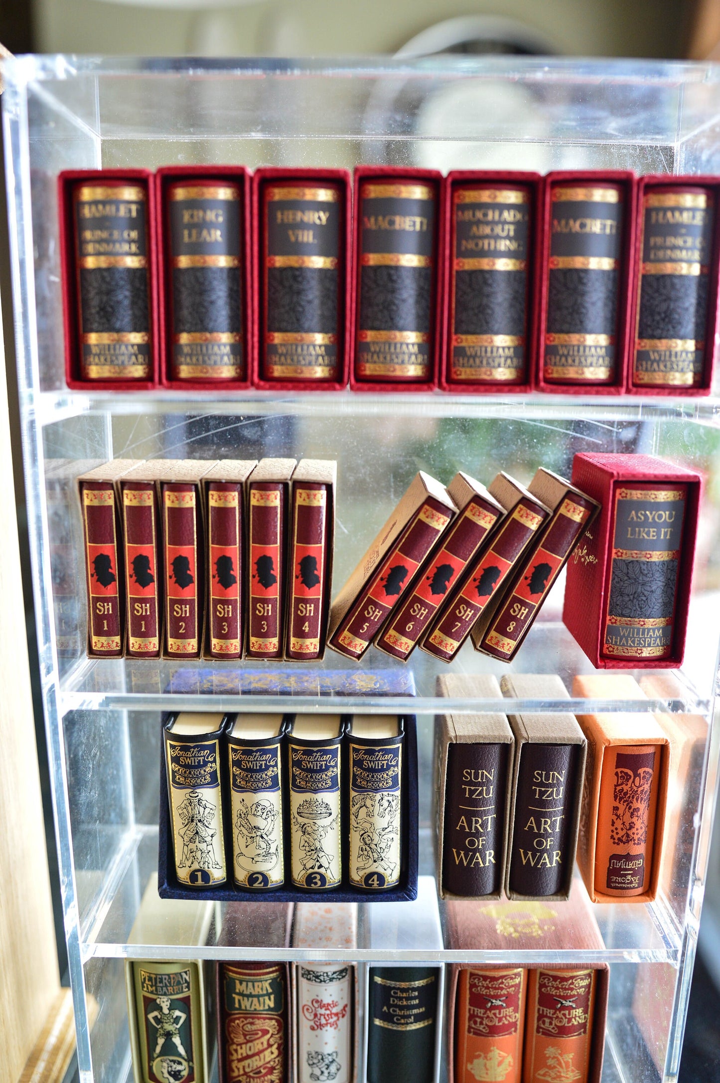 Medium Collector's Shelf Custom Acrylic Glass Bookshelf for Miniature Books (fits 28-30 minibooks)