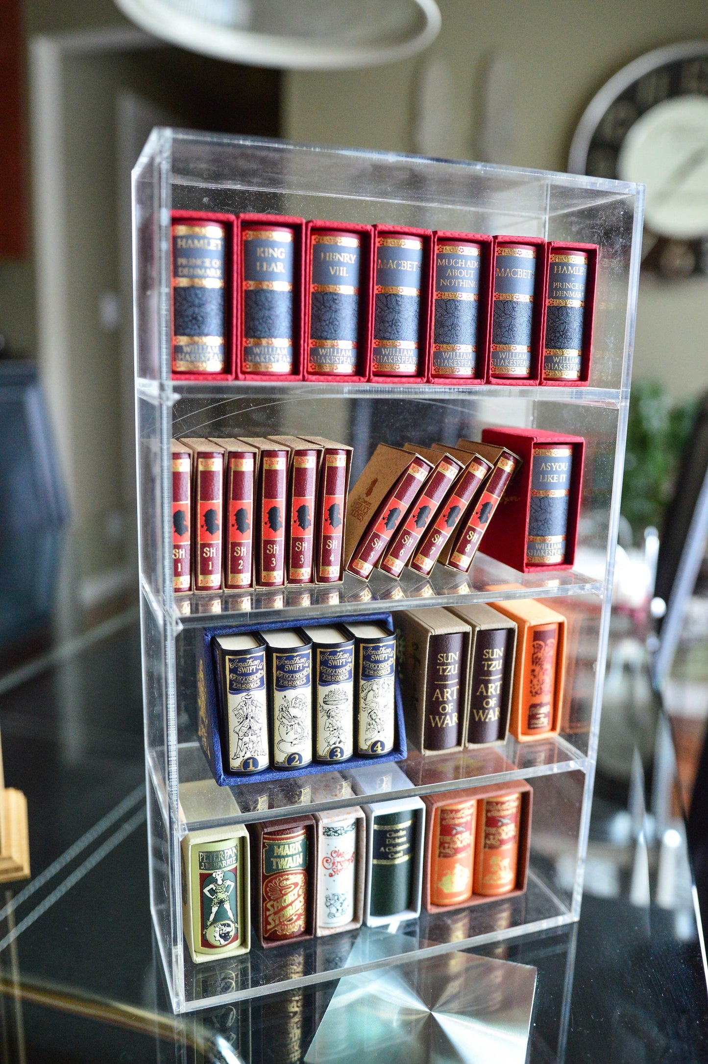 Medium Collector's Shelf Custom Acrylic Glass Bookshelf for Miniature Books (fits 28-30 minibooks)