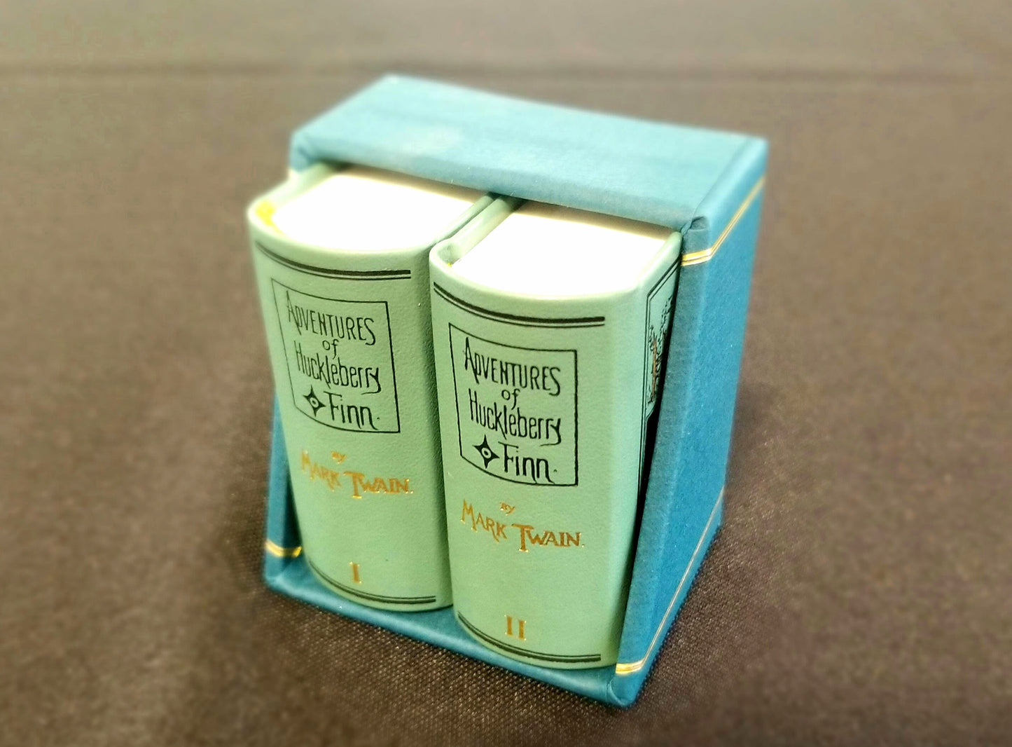 The Adventures of Huckleberry Finn by Mark Twain Miniature Book 2 vol set