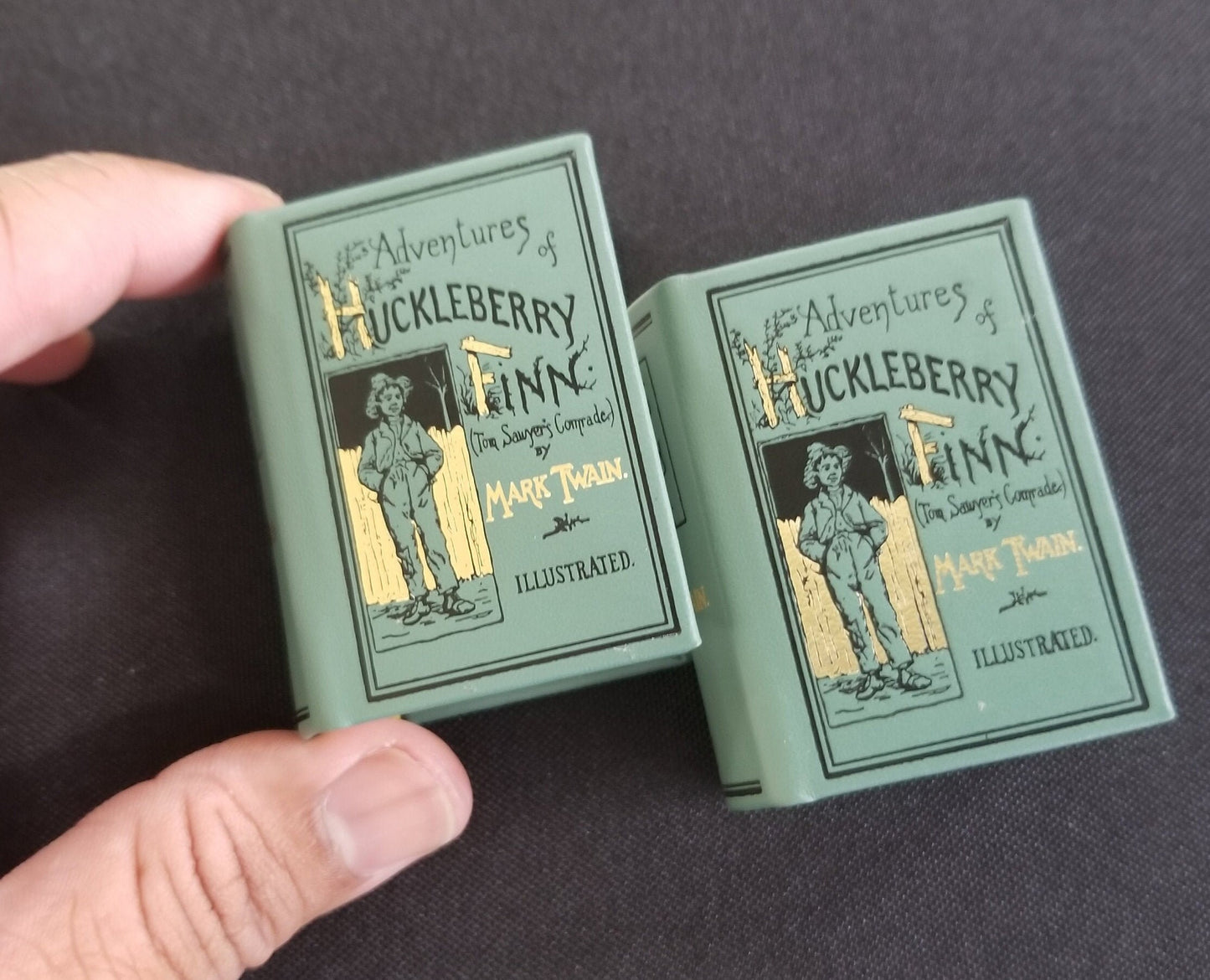The Adventures of Huckleberry Finn by Mark Twain Miniature Book 2 vol set