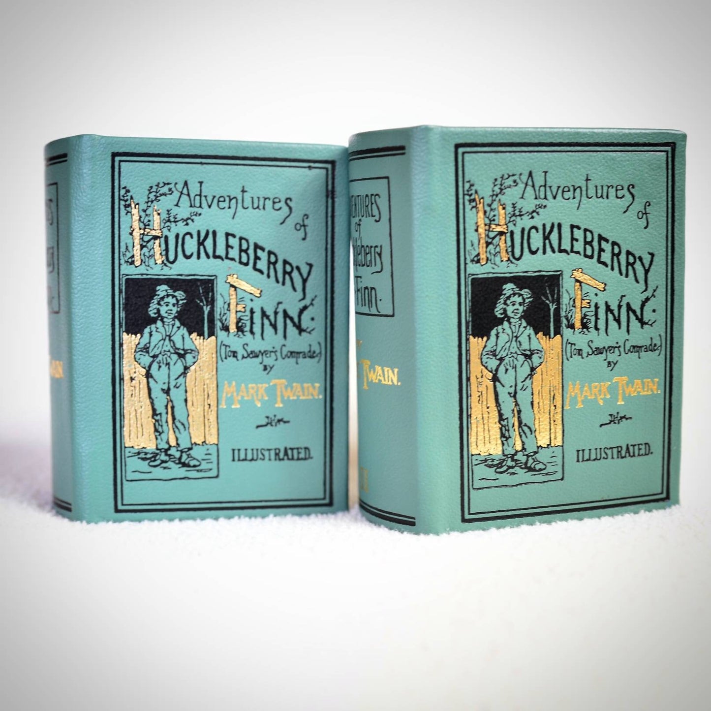 The Adventures of Huckleberry Finn by Mark Twain Miniature Book 2 vol set