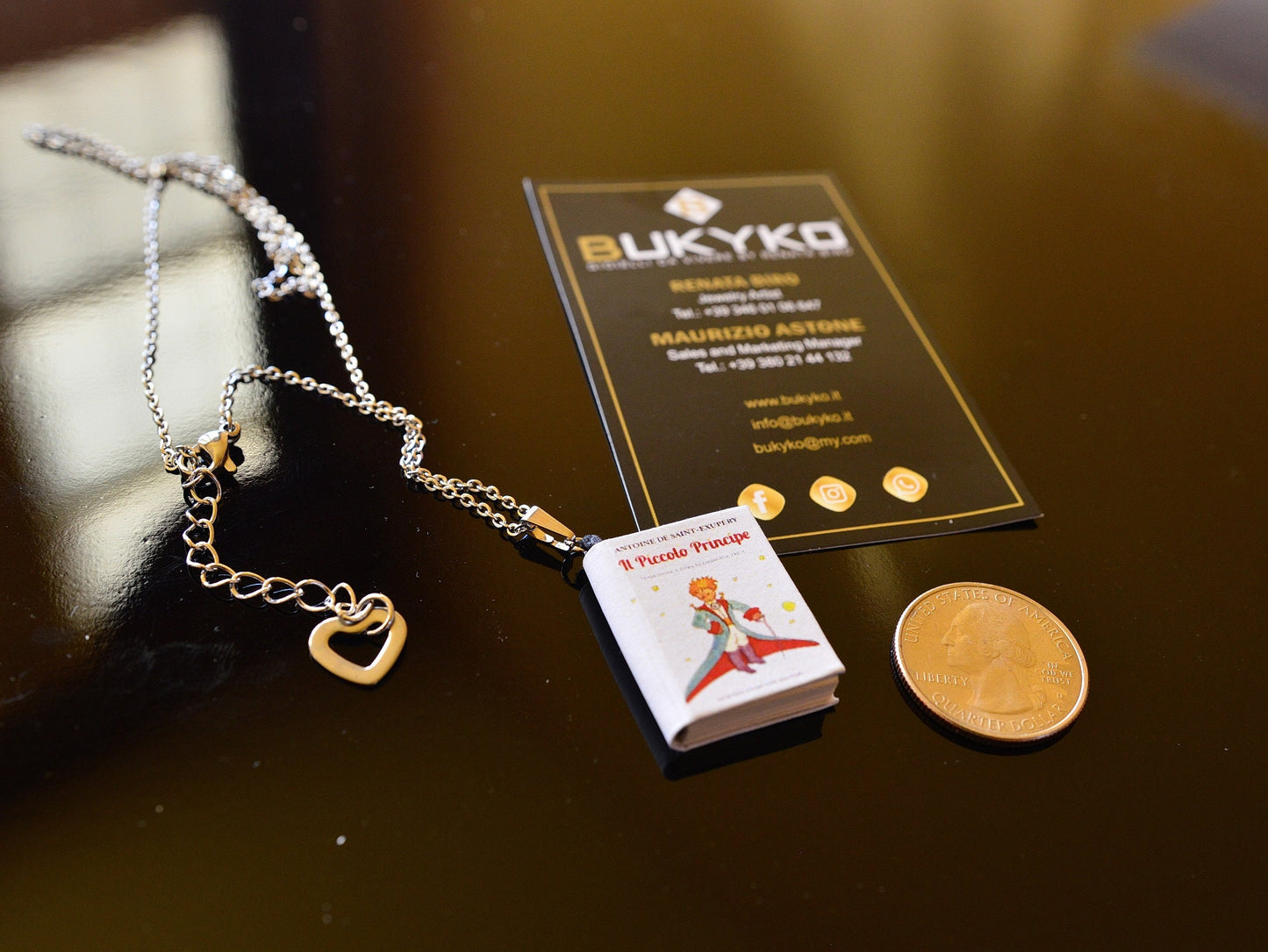 Il Piccolo Principe The Little Prince Italian language Dollhouse Miniature Book Pendant Necklace