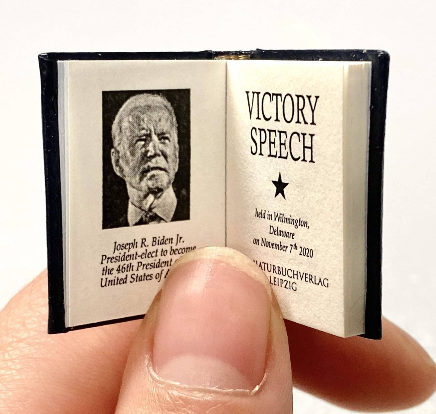 Victory Speech of Joseph R. Biden Jr. 46th President of the United States of America Dollhouse Micro Miniature Book