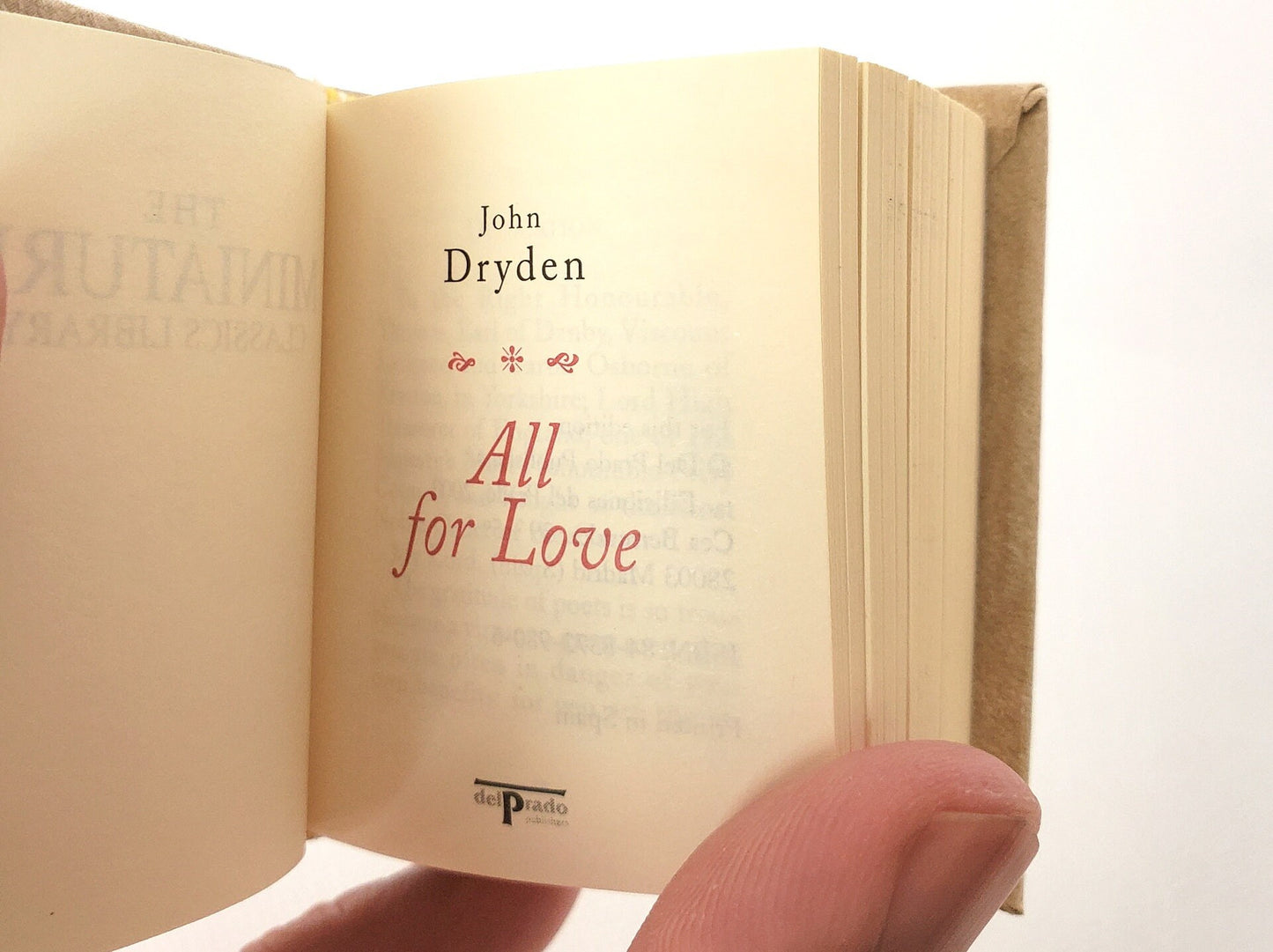 All For Love by John Dryden Miniature Book English text