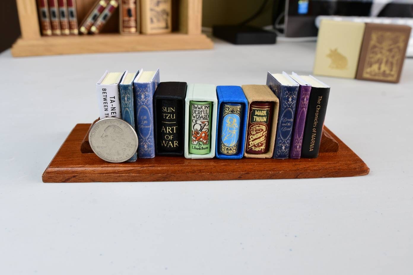Wooden Bookstand for Miniature Books Full Size (Fits 5 Minibooks)