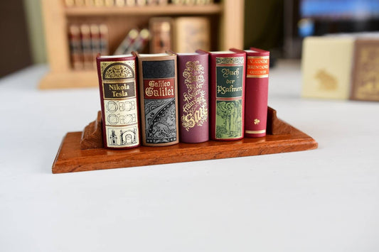 Wooden Bookstand for Miniature Books Full Size (Fits 5 Minibooks)
