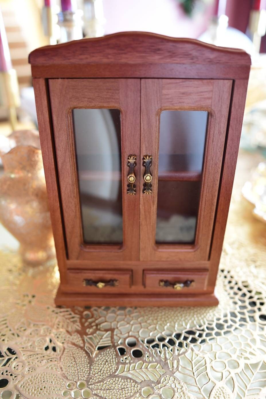 Miniature Wooden Bookcase Cabinet (Fits 12 Minibooks)