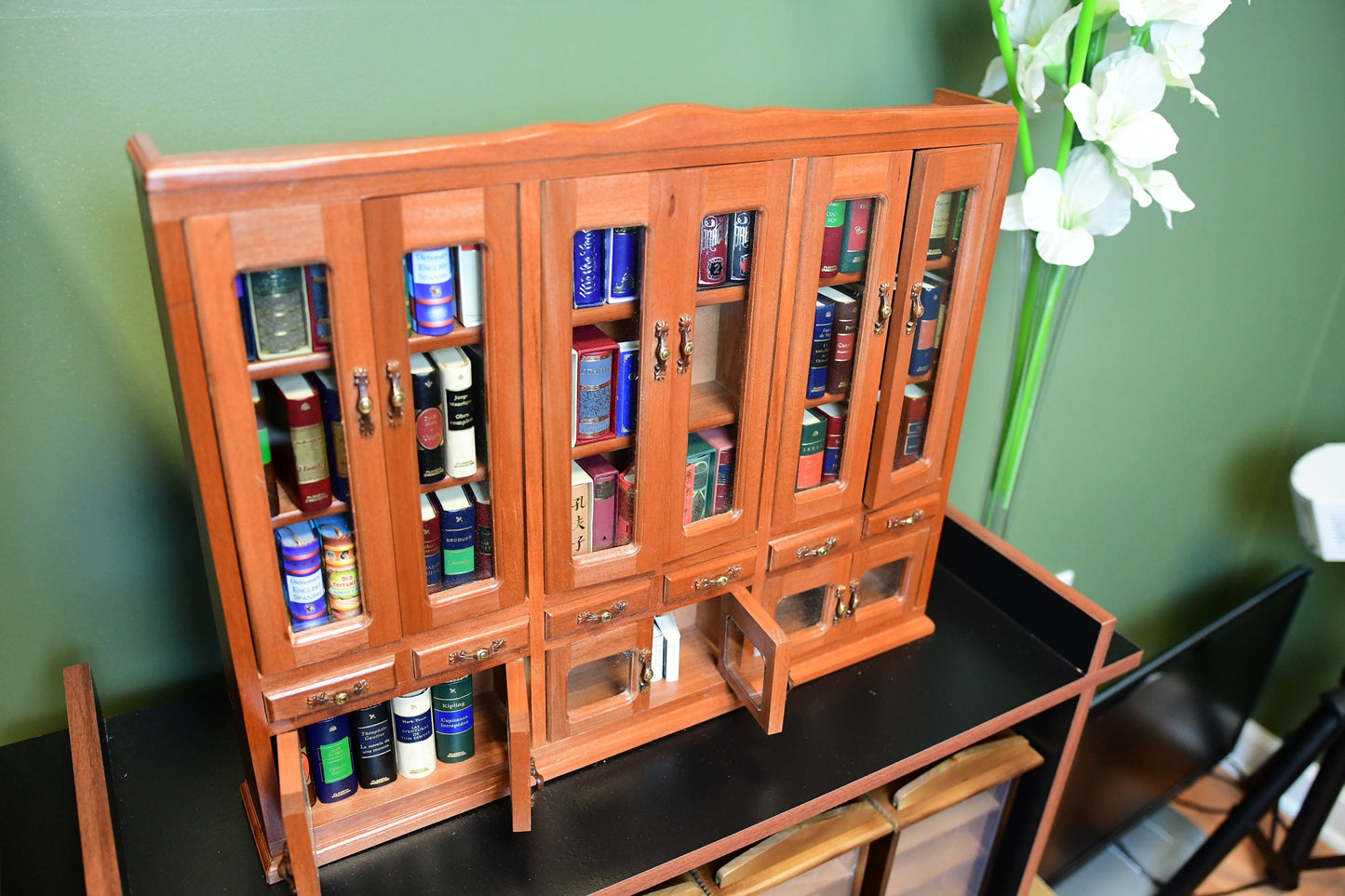 Extra Large Wooden Bookcase Cabinet ( Fits 100 Minibooks)