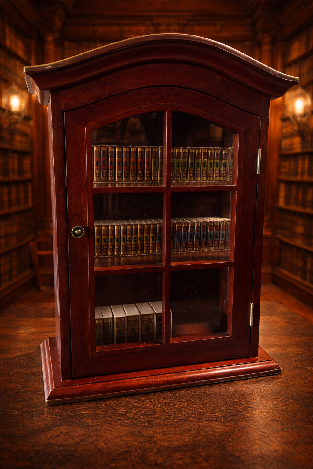 The Complete Sherlock Holmes by Sir Arthur Conan Doyle Miniature Book Set With Custom Wooden Bookshelf 60 Volumes
