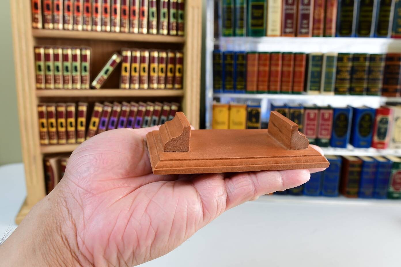 Mid-size Wooden Bookstand Bookends for Miniature Books ( Fits 3 Minibooks)