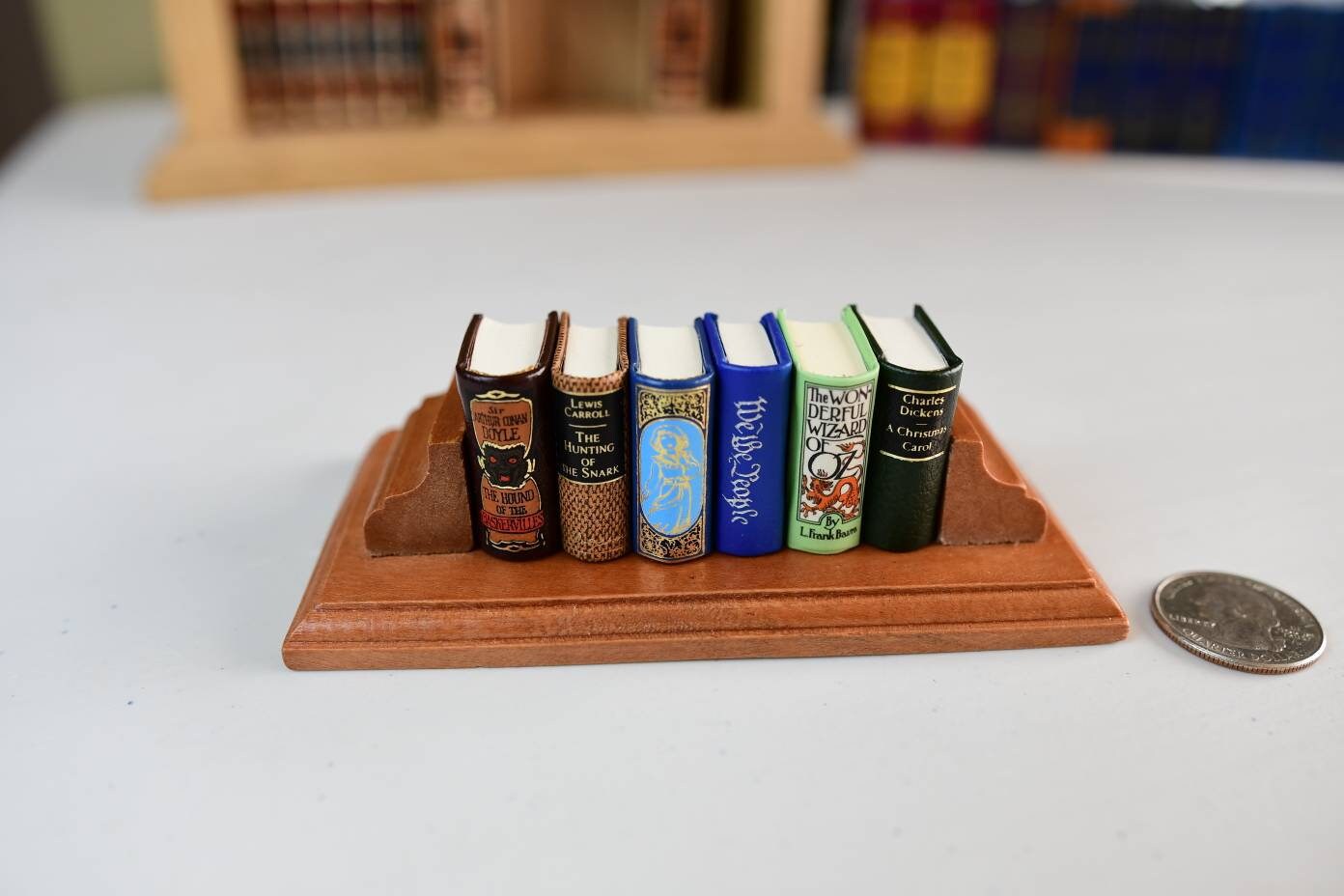 Mid-size Wooden Bookstand Bookends for Miniature Books ( Fits 3 Minibooks)