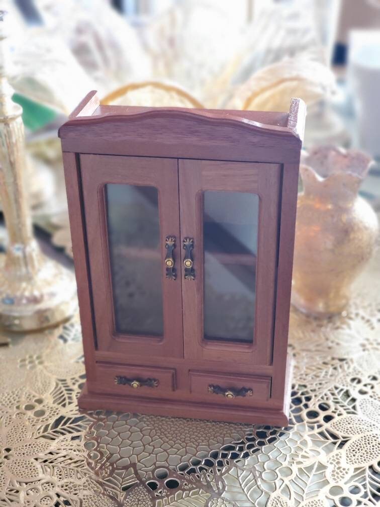 Miniature Wooden Bookcase Cabinet (Fits 12 Minibooks)